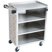 Lakeside 615GS 4 Shelf Standard Duty Stainless Steel Utility Cart with Enclosed Base and Gray Sand Finish - 16 1/2 inch x 27 3/4 inch x 32 3/4 inch