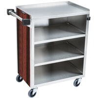 Lakeside 615RM 4 Shelf Standard Duty Stainless Steel Utility Cart with Enclosed Base and Red Maple Finish - 16 1/2 inch x 27 3/4 inch x 32 3/4 inch