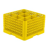Vollrath TR10FFFFF Traex® Full-Size Yellow 9-Compartment 11 inch Glass Rack
