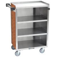 Lakeside 815VC 4 Shelf Medium Duty Stainless Steel Utility Cart with Enclosed Base and Victorian Cherry Finish - 16 7/8 inch x 28 1/4 inch x 37 1/2 inch