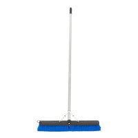Carlisle 3621962414 Sweep Complete Sparta 24" Push Broom with Blue Unflagged Bristles and 60" Handle with Squeegee