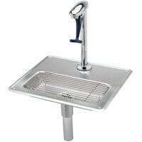 T&S B-1230 Water Station with Pedestal Type Glass Filler, 18 Gauge Stainless Steel Drip Pan, 1/4 inch Tailpiece for Copper Tubing, and 1 1/4 inch Drain