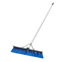 Carlisle 3621961814 Sweep Complete 18 inch Push Broom with Blue Unflagged Bristles and 60 inch Handle with Squeegee