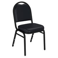 National Public Seating 9210-BT Dome Style Stack Chair with 2" Padded Seat, Black Sandtex Metal Frame, and Panther Black Vinyl Upholstery