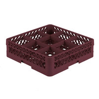 Vollrath TR10A Traex® Full-Size Burgundy 9-Compartment 4 13/16 inch Glass Rack with Open Rack Extender On Top