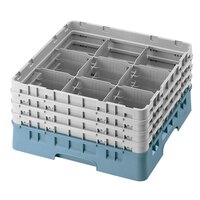 Cambro 9S434414 Teal Camrack Customizable 9 Compartment 5 1/4 inch Glass Rack