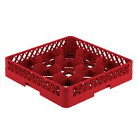 Vollrath TR10 Traex® Full-Size Red 9-Compartment 3 1/4 inch Glass Rack