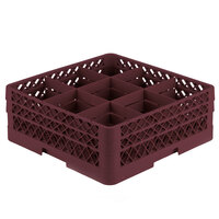 Vollrath TR10FA Traex® Full-Size Burgundy 9-Compartment 6 3/8 inch Glass Rack with Open Rack Extender On Top