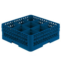 Vollrath TR10FF Traex® Full-Size Royal Blue 9-Compartment 6 3/8" Glass Rack