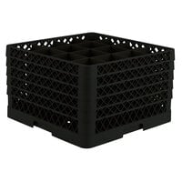 Vollrath TR8DDDDD Traex® Full-Size Black 16-Compartment 11" Glass Rack