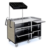 Lakeside 68010BS 4 Shelf Stainless Steel Vending Cart with Pull-Out Shelves and Beige Suede Laminate Finish - 27 1/2 inch x 60 inch x 70 inch