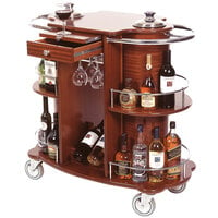 Geneva 70260 Beverage Service Cart with 2 Shelves and Bordeaux Veneer Finish - 39 3/8 inch x 19 5/8 inch x 40 1/2 inch