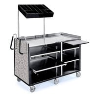 Lakeside 68010GS 4 Shelf Stainless Steel Vending Cart with Pull-Out Shelves and Gray Sand Laminate Finish - 27 1/2 inch x 60 inch x 70 inch