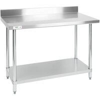 Regency 24 inch x 48 inch 18-Gauge 304 Stainless Steel Commercial Work Table with 4 inch Backsplash and Galvanized Undershelf