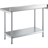 Regency 24 inch x 48 inch 18-Gauge 304 Stainless Steel Commercial Work Table with 4 inch Backsplash and Galvanized Undershelf