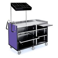 Lakeside 68010P 4 Shelf Stainless Steel Vending Cart with Pull-Out Shelves and Purple Laminate Finish - 27 1/2 inch x 60 inch x 70 inch