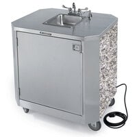 Lakeside 9610GS Portable Self-Contained Stainless Steel Hand Sink Cart with Hot & Cold Water Faucet, Soap Dispenser, and Gray Sand Finish - 120V