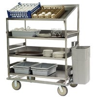 Lakeside B591 Stainless Steel Soiled Dish Breakdown Cart with 3 Flat Shelves, 1 Angled Shelf - 51 7/8" x 30 7/8" x 69 1/4"