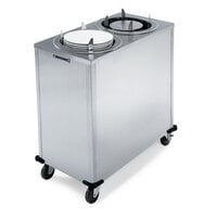 Lakeside 937 Stainless Steel Mobile Enclosed Two Stack Heated Adjust-A-Fit Dish Dispenser for 8 3/4" to 12" Dishes - 120V