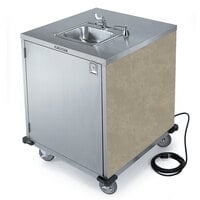 Lakeside 9600BS Portable Self-Contained Stainless Steel Hand Sink Cart with Cold Water Faucet, Soap Dispenser, and Beige Suede Finish - 115V