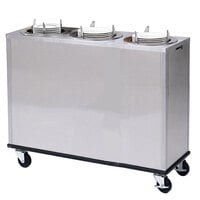 Lakeside 942 Stainless Steel Mobile Enclosed Three Stack Non-Heated Adjust-A-Fit Dish Dispenser for 2 3/4" to 6" Dishes