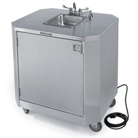 Lakeside 9610 Portable Self-Contained Stainless Steel Hand Sink Cart with Hot & Cold Water Faucet and Soap Dispenser - 120V