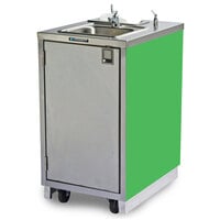 Lakeside 9620G Portable Self-Contained Stainless Steel Hand Sink Cart with Hot Water Faucet, Soap Dispenser, and Green Finish - 120V