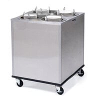 Lakeside 908 Stainless Steel Mobile Enclosed Four Stack Non-Heated Adjust-A-Fit Dish Dispenser for 2 3/4" to 6" Dishes