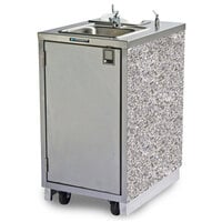 Lakeside 9620GS Portable Self-Contained Stainless Steel Hand Sink Cart with Hot Water Faucet, Soap Dispenser, and Gray Sand Finish - 120V
