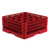 Vollrath TR8DDD Traex® Full-Size Red 16-Compartment 7 7/8 inch Glass Rack