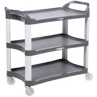 Lakeside 2512 Charcoal Plastic Three Shelf Utility Cart - 42 inch x 20 inch x 37 1/2 inch
