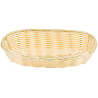 8 3/4" x 4 1/2" x 1 3/4" Oblong Natural-Colored Rattan Cracker Basket   - 12/Case
