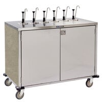 Lakeside 70271BS Stainless Steel E-Z Serve 12-Pump Condiment Dispensing Cart with Beige Suede Finish for 3 Gallon Condiment Pouches - 27 1/2 inch x 50 1/4 inch x 48 1/2 inch