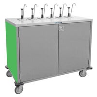 Lakeside 70211G Stainless Steel E-Z Serve 6-Pump Condiment Dispensing Cart with Green Finish for 3 Gallon Condiment Pouches - 27 1/2 inch x 50 1/4 inch x 48 1/2 inch