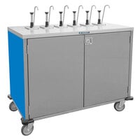 Lakeside 70211BL Stainless Steel E-Z Serve 6-Pump Condiment Dispensing Cart with Royal Blue Finish for 3 Gallon Condiment Pouches - 27 1/2 inch x 50 1/4 inch x 48 1/2 inch