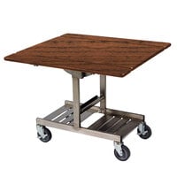 Geneva 74410SVC Mobile Rectangular Top Tri-Fold Room Service Table with Stainless Steel Frame and Victorian Cherry Finish - 36 inch x 43 inch x 31 inch