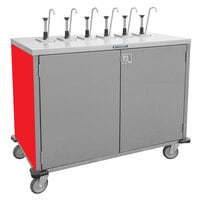 Lakeside 70201RD Stainless Steel E-Z Serve 8-Pump Condiment Dispensing Cart with Red Finish for 3 Gallon Condiment Pouches - 27 1/2 inch x 50 1/4 inch x 48 1/2 inch