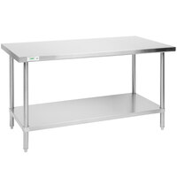 Regency 30 inch x 60 inch All 18-Gauge 430 Stainless Steel Commercial Work Table with Undershelf