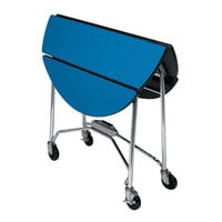 Lakeside 415BL Mobile Round Top Fold-Up Room Service Table with Royal Blue Finish - 22 1/4 inch x 40 inch x 30 inch