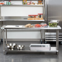 Regency 24 inch x 72 inch All 18-Gauge 430 Stainless Steel Commercial Work Table with Undershelf