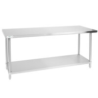 Regency 24 inch x 72 inch All 18-Gauge 430 Stainless Steel Commercial Work Table with Undershelf