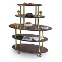 Geneva 37212-11 5 Oval Shelf Dessert Cart with Mahogany Finish - 24 inch x 50 inch x 56 inch