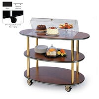 Geneva 36303-05 3 Oval Shelf Table Side Service Cart with Acrylic Roll Top Dome and Black Finish - 23 inch x 44 inch x 44 1/4 inch