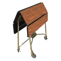Lakeside 416VC Mobile Square Top Fold-Up Room Service Table with Victorian Cherry Finish - 22 1/4 inch x 36 inch x 30 inch