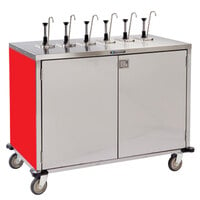 Lakeside 70271RD Stainless Steel E-Z Serve 12-Pump Condiment Dispensing Cart with Red Finish for 3 Gallon Condiment Pouches - 27 1/2 inch x 50 1/4 inch x 48 1/2 inch