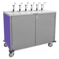 Lakeside 70221P Stainless Steel E-Z Serve 4-Pump Condiment Dispensing Cart with Purple Finish for 3 Gallon Condiment Pouches - 27 1/2 inch x 33 inch x 48 1/2 inch