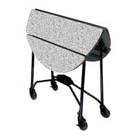 Lakeside 415VC Mobile Round Top Fold-Up Room Service Table with Gray Sand Finish - 22 1/4 inch x 40 inch x 30 inch
