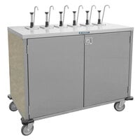 Lakeside 70211BS Stainless Steel E-Z Serve 6-Pump Condiment Dispensing Cart with Beige Suede Finish for 3 Gallon Condiment Pouches - 27 1/2 inch x 50 1/4 inch x 48 1/2 inch