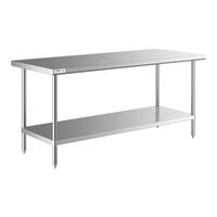 Regency 30 inch x 72 inch All 18-Gauge 430 Stainless Steel Commercial Work Table with Undershelf