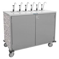 Lakeside 70221GS Stainless Steel E-Z Serve 4-Pump Condiment Dispensing Cart with Gray Sand Finish for 3 Gallon Condiment Pouches - 27 1/2 inch x 33 inch x 48 1/2 inch